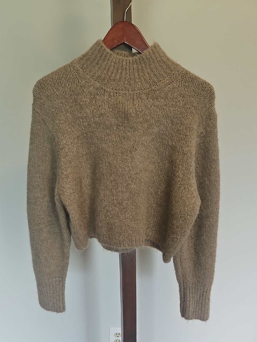 Zara Womens Classic Mock Neck Cozy Knit Sweater in Brown M